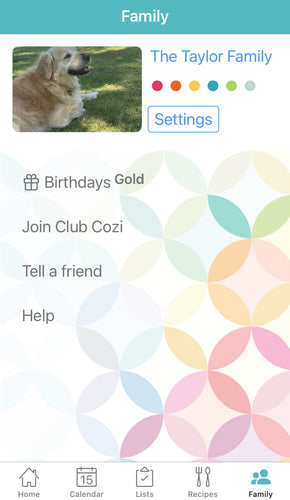 Image of screenshot from the mobile phone app Cozi