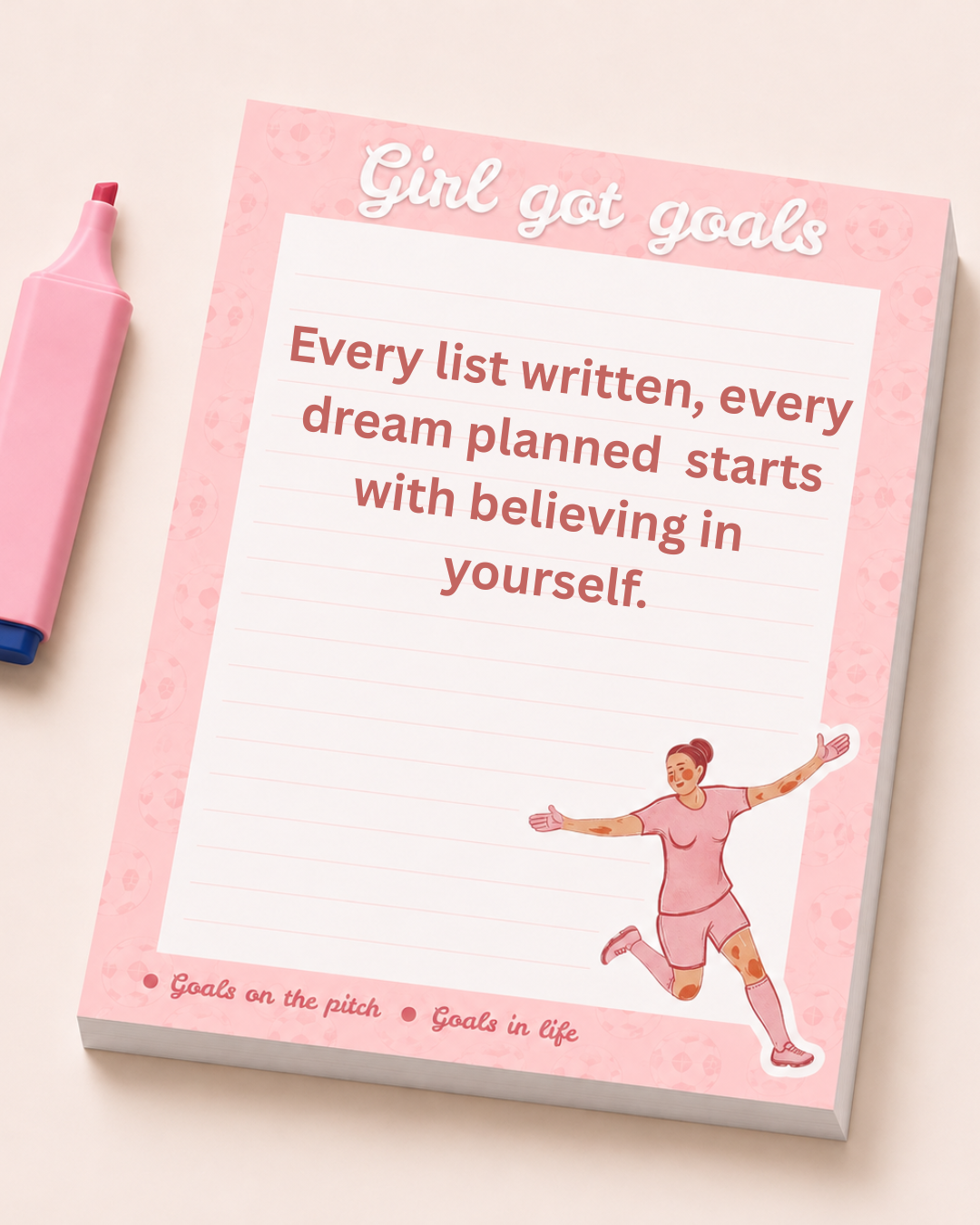 Girl Got Goals Football Player Notepad