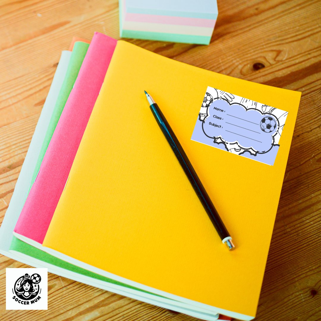 Soccer Stickers for School Books in Blue