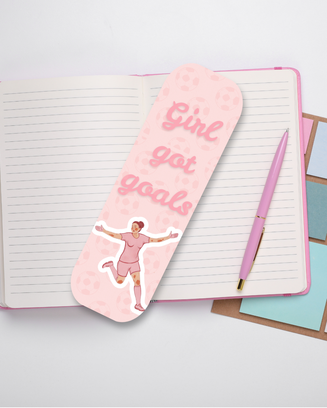 Girl Got Goals — Pink Football Bookmark