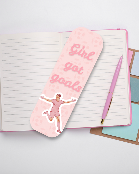 Girl Got Goals — Pink Football Bookmark