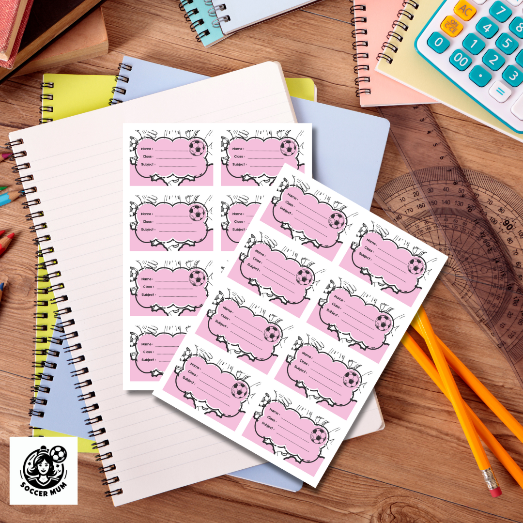 Soccer Stickers for School Books in Pink