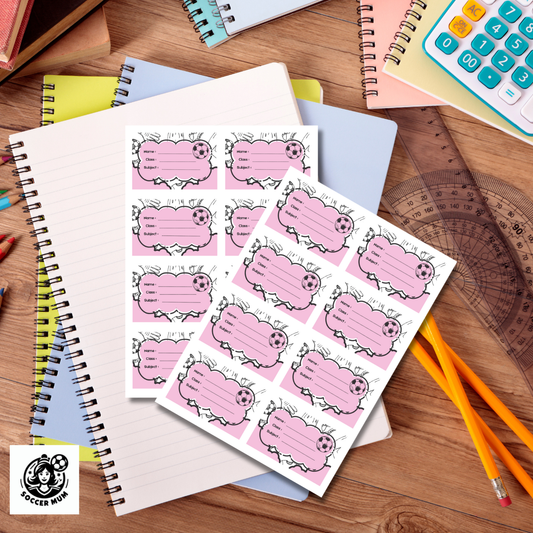 Soccer Stickers for School Books in Pink